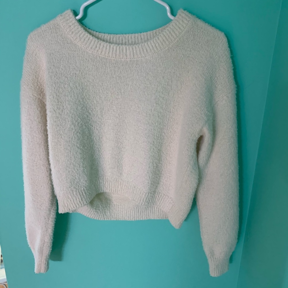 Fuzzy crop top sweater